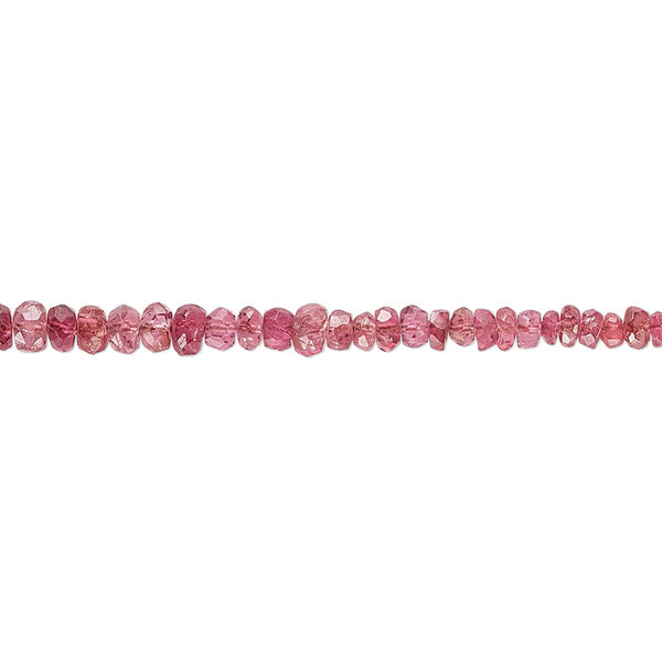Ruby 1pkg1, hand-cut faceted rondelle bead 9 inch graduated 2x1mm-4x2mm image number 0