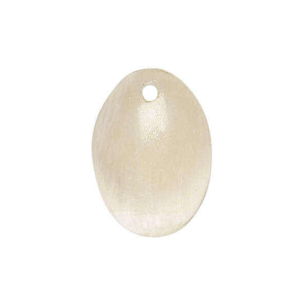 Golden selenite 1pkg1, hand-cut flat back puffed oval drop 23x16mm-25x18mm image number 0