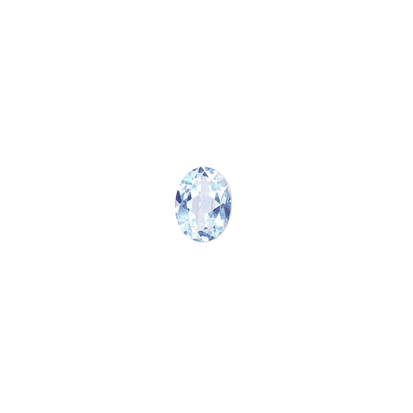 Sky blue topaz 1pkg1, hand-cut faceted oval gem 8x6mm image number 0