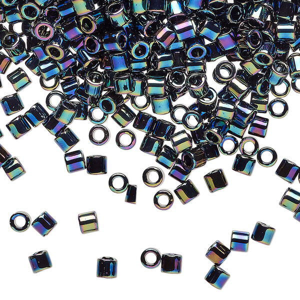 Seed bead, Delica®, glass, pkg/50g, #8 round, opaque rainbow black (DBL-0005). image number 0