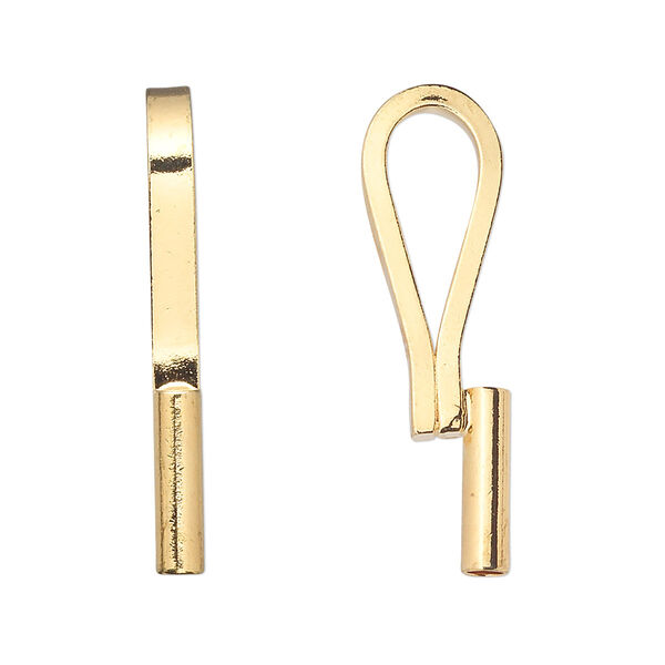Brooch converter, vertical, gold-plated brass, 32x10mm. Sold per pkg of 10. image number 0