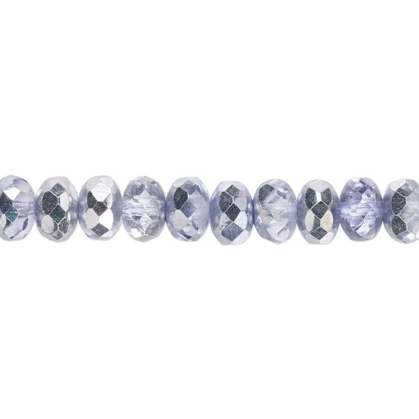 Bead, Czech fire-polished glass, metallic lilac, 7x5mm faceted rondelle. Sold per 15-1/2" to 16" strand. image number 0