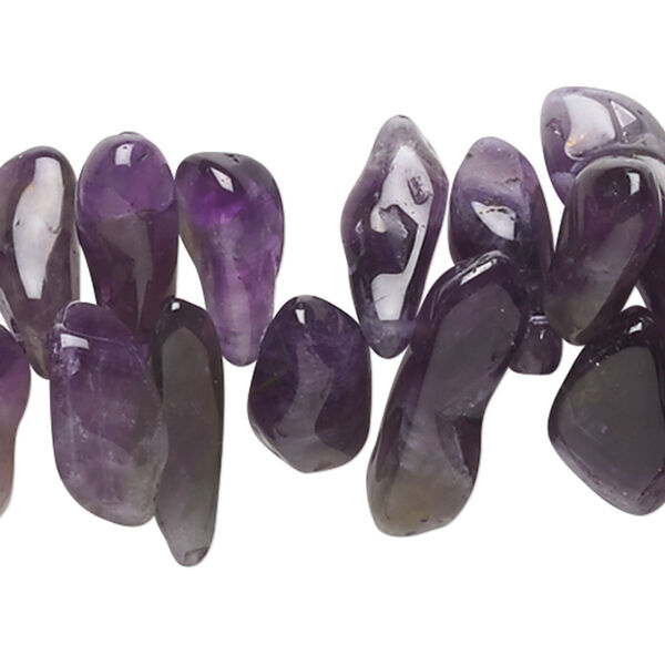 Bead, amethyst (natural / dyed), extra-large top-drilled Hawaiian chip, Mohs hardness 7. Sold per 15-inch strand. image number 0