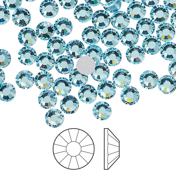 Flat back 1440pk aqua bohemica foil back, Preciosa Viva 12® Czech crystal rhinestone 4.6-4.8mm chaton rose round SS20 image number 0