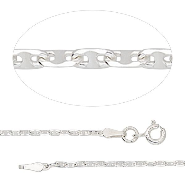 Chain, sterling silver, 1.5mm anchor, 18 inches with springring clasp. Sold individually. image number 0