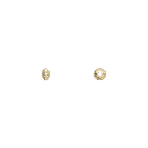 Bead, 14Kt gold-filled, 3.5x2.5mm corrugated saucer. Sold per pkg of 4. image number 0