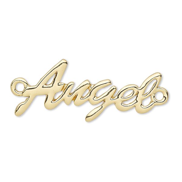 Focal, gold-finished "pewter" (zinc-based alloy), 34x15mm single-sided "Angel." Sold individually. image number 0