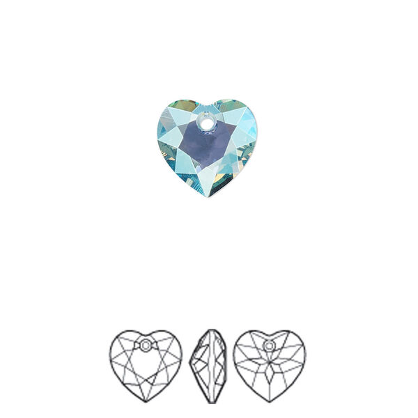 Drop 48pk aquamarine shimmer, Swarovski® 10.5mm pendant heart cut 6432 image number 0