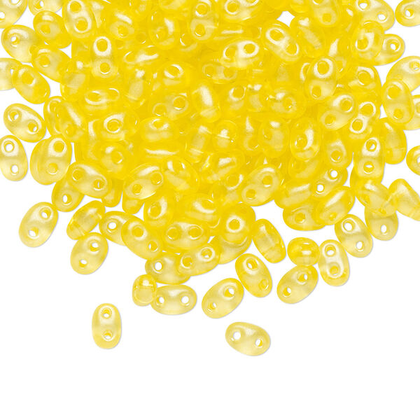 Seed bead, Preciosa Twin™ Czech glass, pkg/250g, 5x2.5mm oval, transparent yellow terra pearl clear, (08386). image number 0