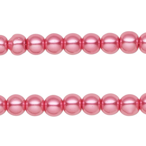 Bead, glass pearl, strawberry, 5-6mm round. Sold per pkg of (2) 15-inch strands, approximately 140 beads. image number 0