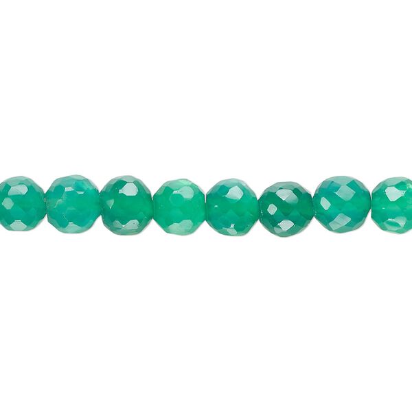 Green onyx 1pkg1, hand-cut faceted round bead 13 inch 6-7mm image number 0