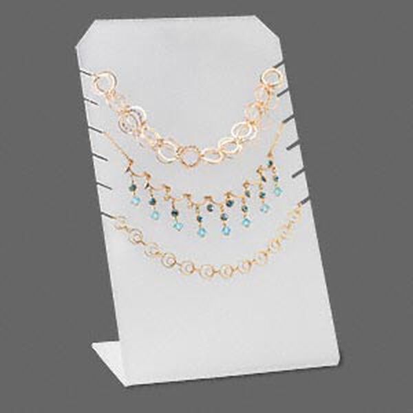 Display, necklace, acrylic, frosted white, 8-7/8 x 5-3/4 x 4-3/4 inches. Sold individually. image number 0