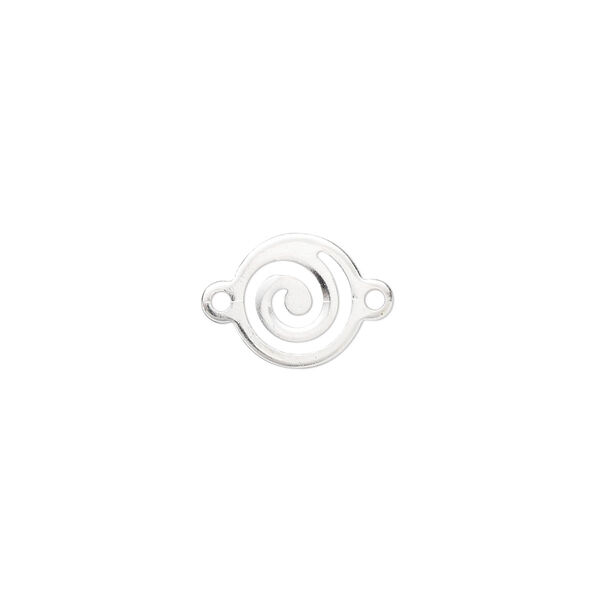 Link, silver-plated brass, 10mm round with swirl. Sold per pkg of 20. image number 0