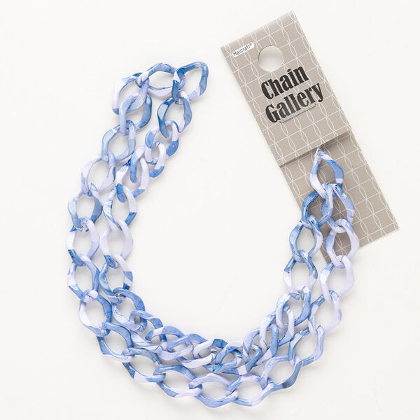Chain, aluminum, pkg/17 inches, light purple and blue, 11mm curb. image number 0