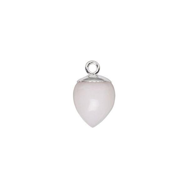 Pink opal / sterling silver 1pkg1, electroplated hand-cut acorn drop natural 9x8mm image number 0