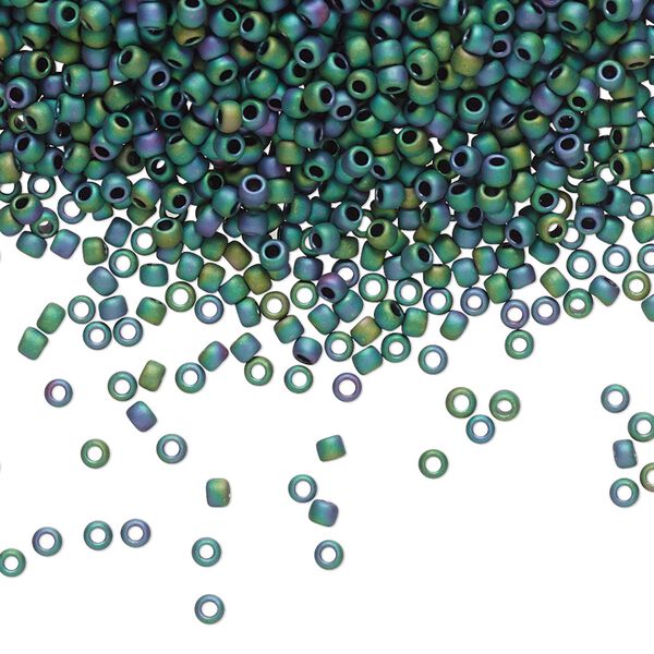 Seed bead, TOHO BEADS®, glass, pkg/7.5g, #11 round, opaque matte iris teal (TR-11-706). image number 0