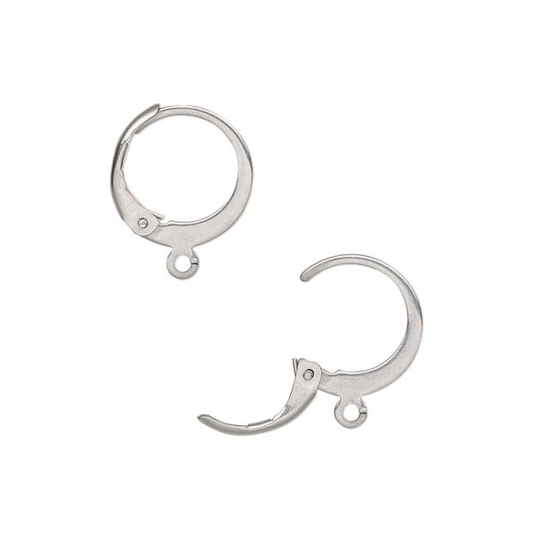 Ear wire leverback 1pkg20, 14.5mm round / open loop, 20 gauge stainless steel 10 pair image number 0