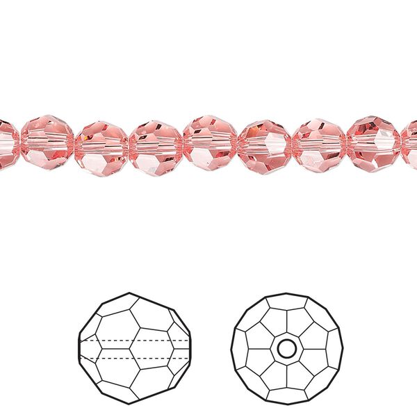 Bead 12pk rose peach, Crystal Passions® 6mm round 5000 image number 0