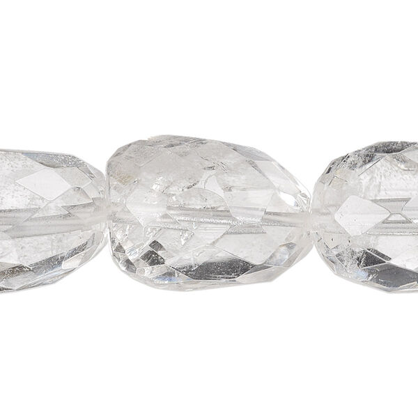 Quartz crystal 1pkg1, hand-faceted tumbled nugget bead natural 15.5-16 inch large image number 0