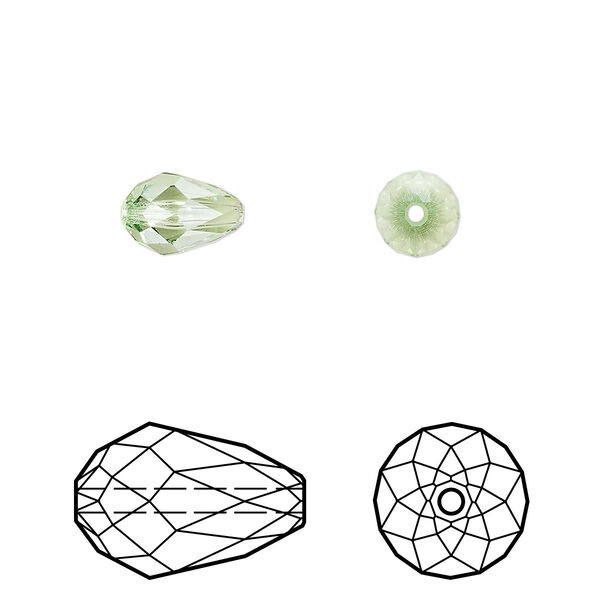 Bead 24pk peridot, Crystal Passions® Regenerated 9x6mm teardrop 5500 image number 0