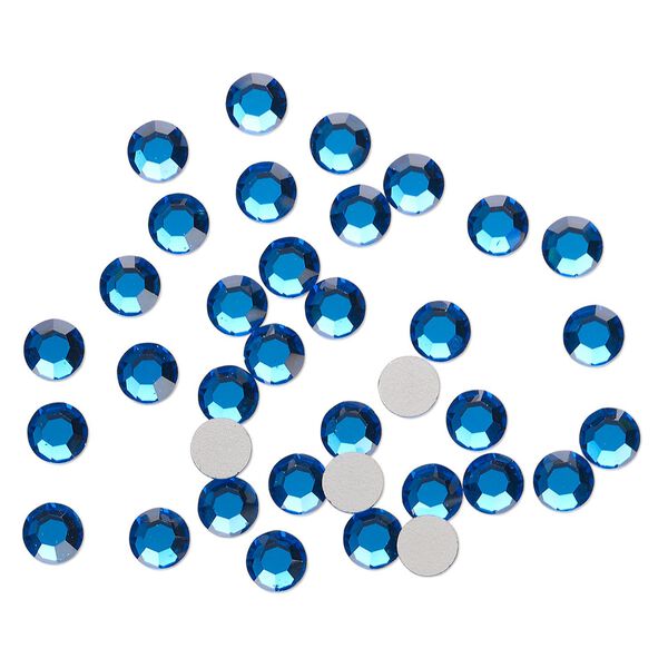 Flat back 36pk Capri blue foil back, Crystal Passions® 7.07-7.27mm round SS34 2000 image number 0