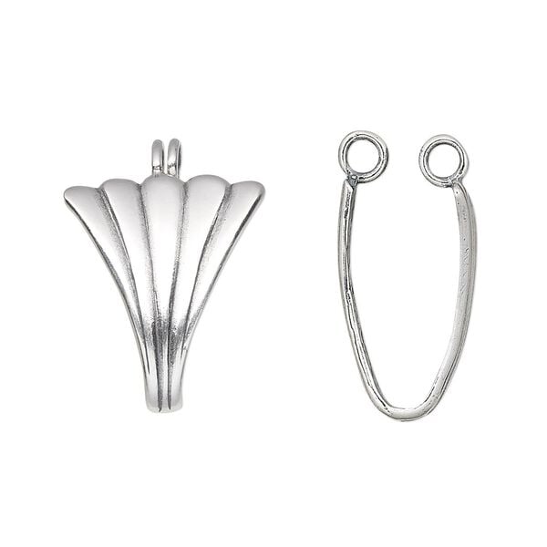Bail, JBB Findings, donut, antiqued sterling silver, 25x18mm shell, 16x6mm grip length. Sold individually. image number 0