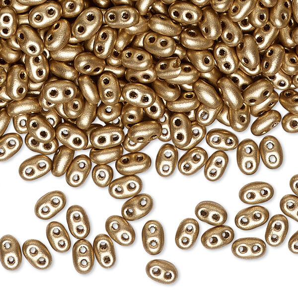 Seed bead, Preciosa Twin™ Czech glass, pkg/250g, 5x2.5mm oval, opaque gold gold, (01710). image number 0