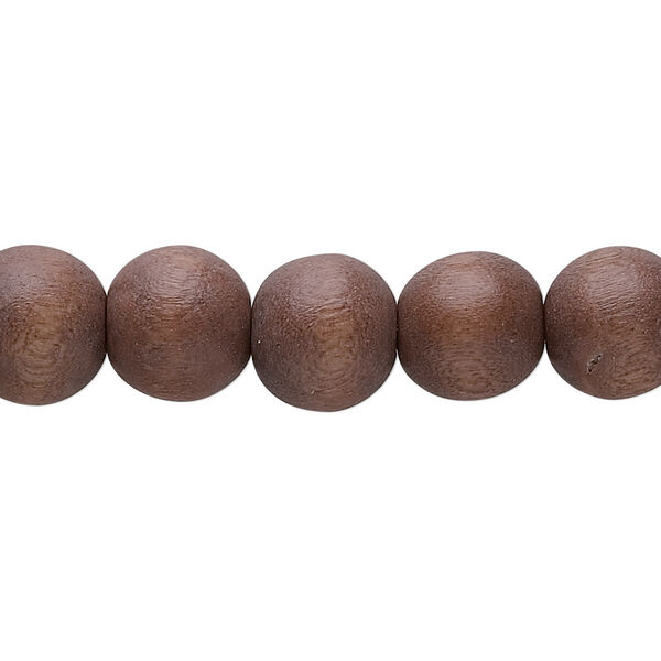 Bead, wood (dyed / waxed), mocha brown, 10mm round with 1.4-2.5mm hole. Sold per 15" to 16" strand. image number 0