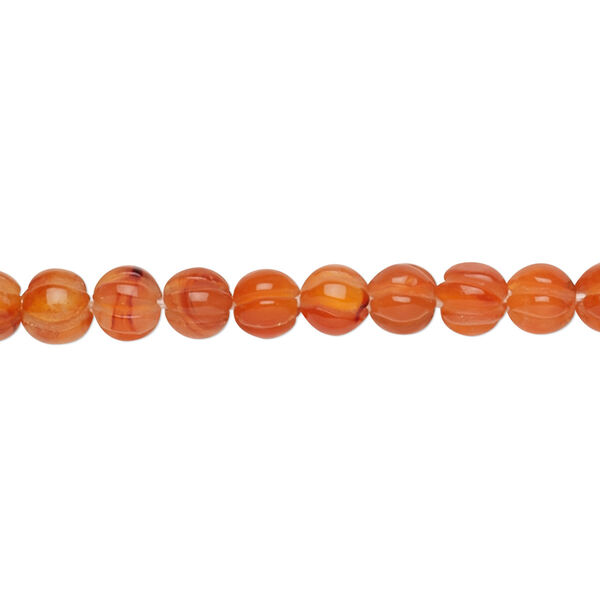 Carnelian 1pkg1, hand-cut corrugated round bead 15.5-16 inch 4-7mm image number 0