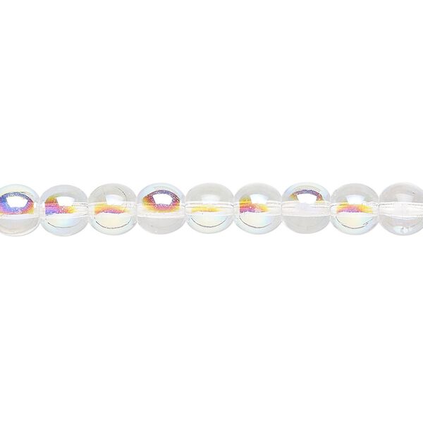 Bead, Czech glass druk, clear AB, 6mm round. Sold per 15-1/2" to 16" strand. image number 0