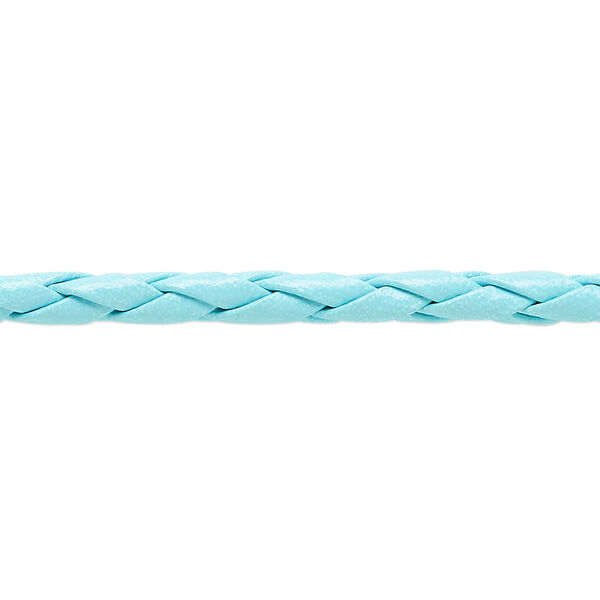 Bolo cord, leatherette, light blue, 3.5-4mm textured round. Sold per pkg of (10) 36-inch lengths. image number 0