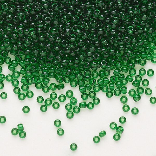 Seed bead, Dyna-Mites™, glass, pkg/1/2kg, #11 round, transparent emerald green, (22 11/0 RR). image number 0