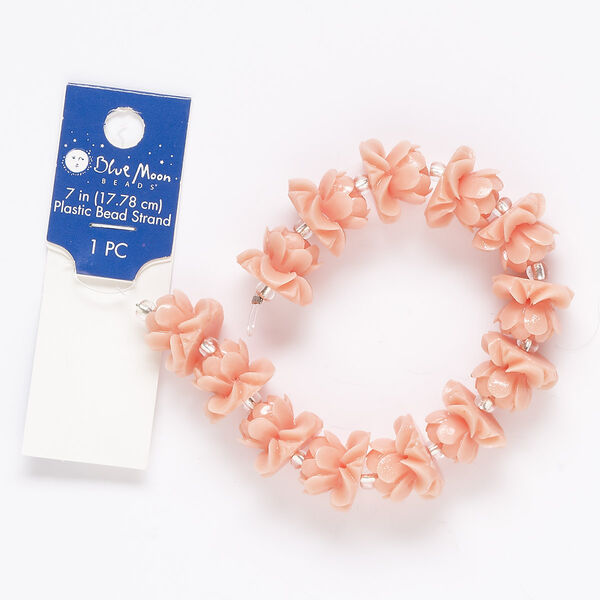 Bead, acrylic, salmon, 18x12mm lotus flower. Sold per 7-inch strand. image number 0