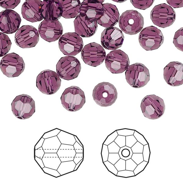 Bead 144pk amethyst, Crystal Passions® 6mm round 5000 image number 0
