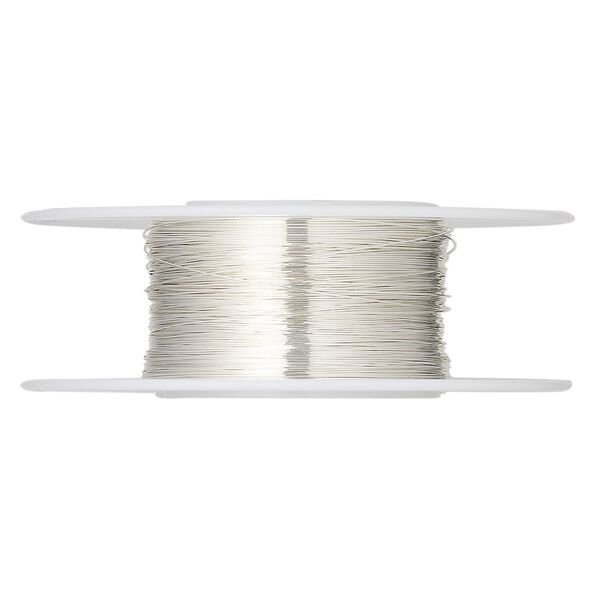 Wire, sterling silver, half-hard, round, 32 gauge. Sold per pkg of 1 ounce. image number 0