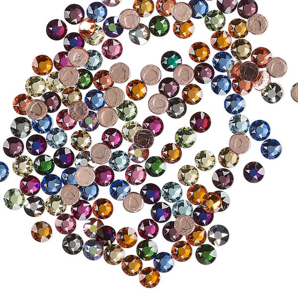 Flat back mix, Crystal Fire®, crystal, pkg/144, 3.00-3.20mm hotfix round, SS12, (2078HF), mixed colors. image number 0