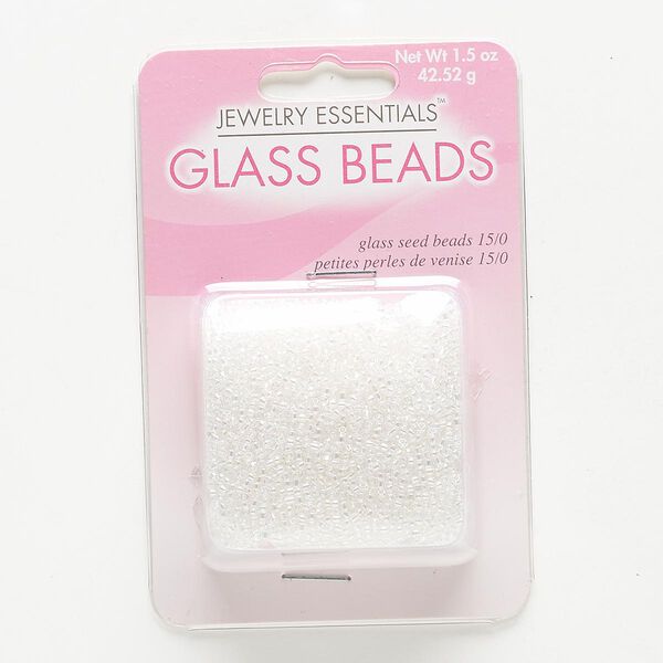 Seed bead, glass, pkg/1.5ounce, #15 round, translucent rainbow clear. image number 0