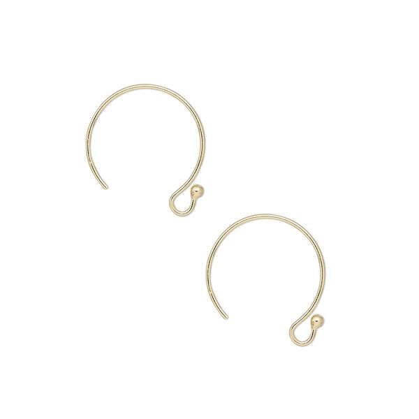 Ear wire, 14Kt gold-filled, 12mm French hook with 1.5mm ball and open loop, 22 gauge. Sold per pair. image number 0