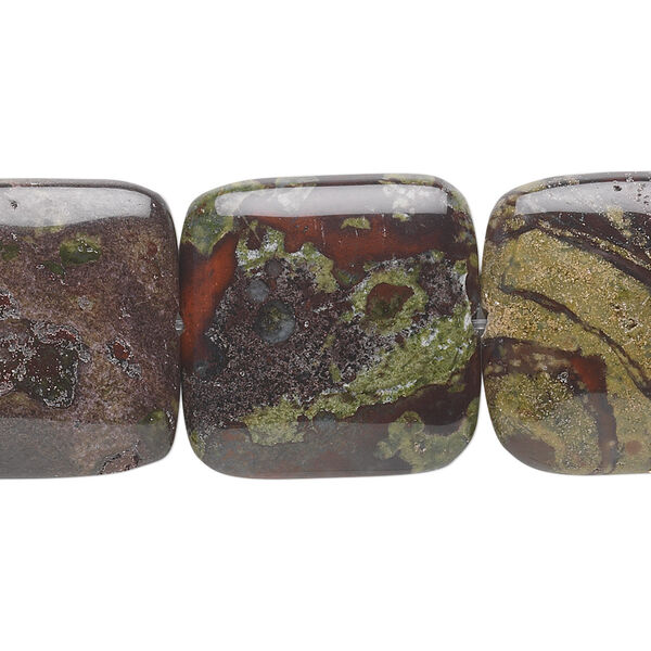 Dragon blood jasper 1pkg1, puffed square bead natural 15.5-16 inch 20mm image number 0