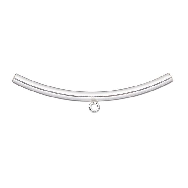 Bead, sterling silver-filled, 38x2mm plain curved tube with loop. Sold individually. image number 0