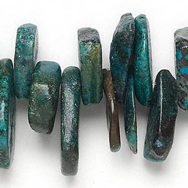 Turquoise 1pkg1, top-drilled flat teardrop bead 15.5-16 inch graduated 15x11mm-26x27mm image number 0