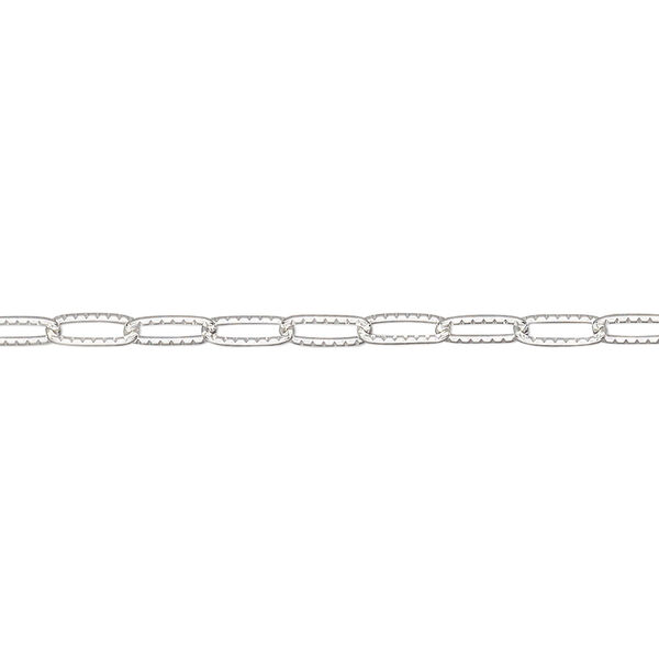 Chain, sterling silver, 2.6mm textured paperclip. Sold per pkg of 5 feet. image number 0
