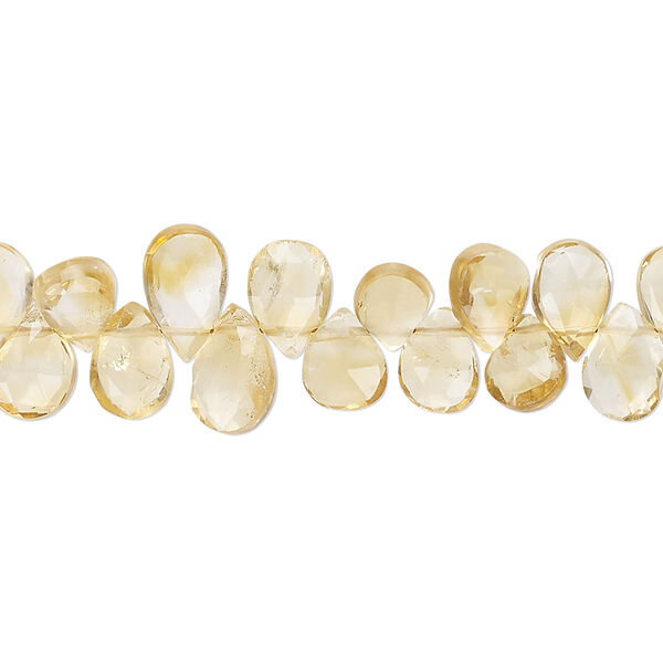 Citrine 1pkg1, hand-cut top-drilled faceted puffed teardrop bead 8 inch 6x4mm-9x6mm image number 0