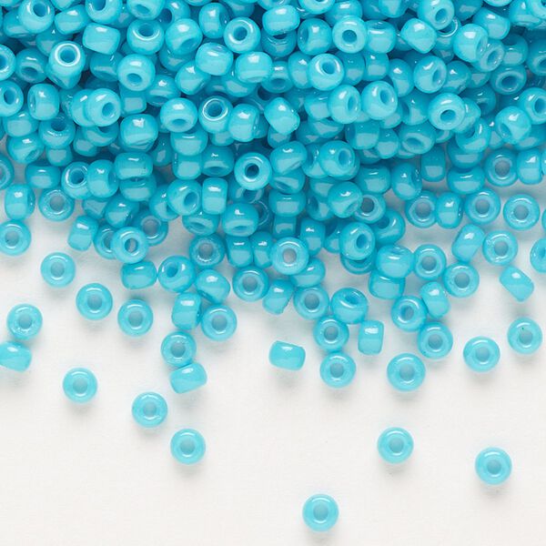 Seed bead, Miyuki, glass, pkg/50g, #8 rocaille, Duracoat® opaque outside dyed underwater blue, (RR-4480). image number 0