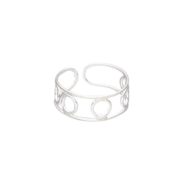 Ring, silver-plated brass, 7mm wide with infinity design, adjustable. Sold individually. image number 0