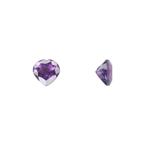 Amethyst 1pkg1, hand-cut faceted heart gem natural A grade, 8mm image number 0