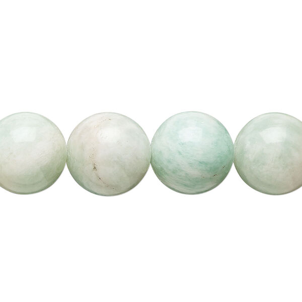 Bead, mint green amazonite (natural), 12mm round, B grade, Mohs hardness 6 to 6-1/2. Sold per 16-inch strand. image number 0