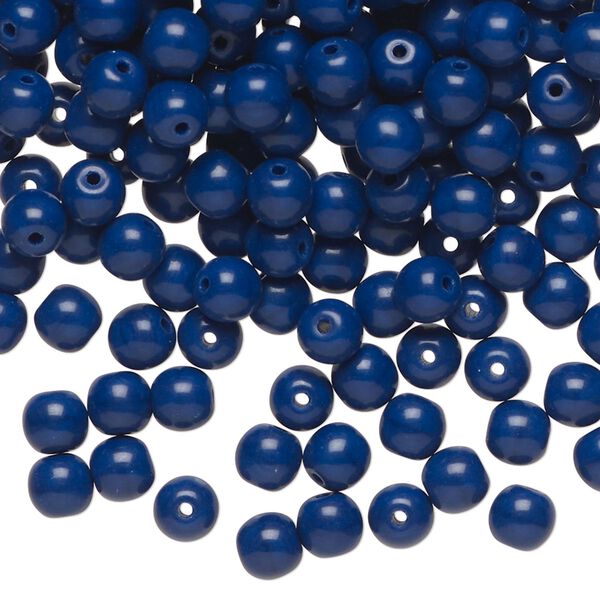 Bead, Czech glass, opaque royal purple, 5mm round. Sold per 2-ounce pkg, approximately 400 beads. image number 0