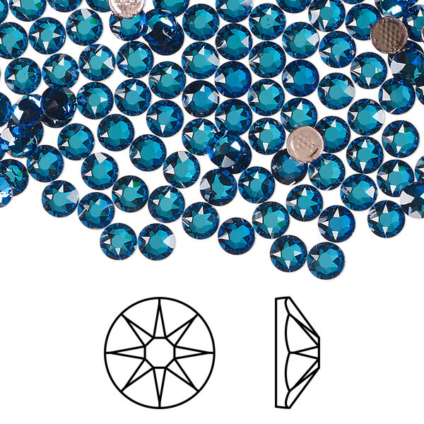 Flat back 1440pk crystal Bermuda blue foil back, Swarovski® hotfix 3.8-4mm round SS16 2078 image number 0