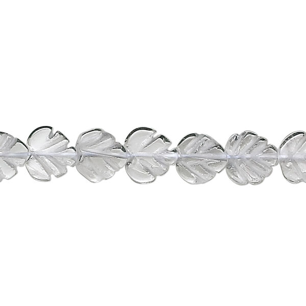 Quartz crystal 1pkg1, hand-cut carved leaf bead natural 15.5-16 inch 8x7mm-10x9mm image number 0